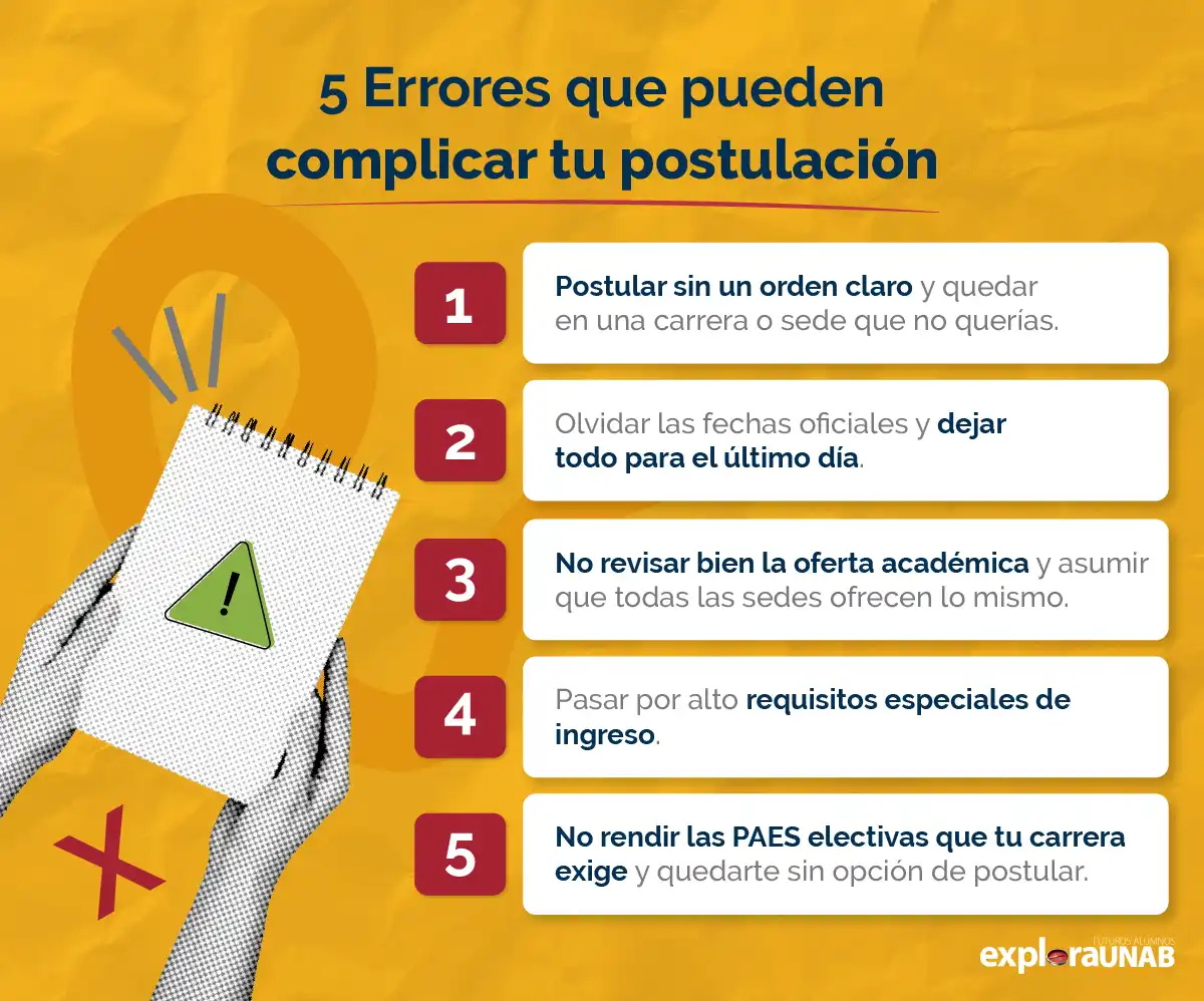 Errores que pueden complicar tu postulación.